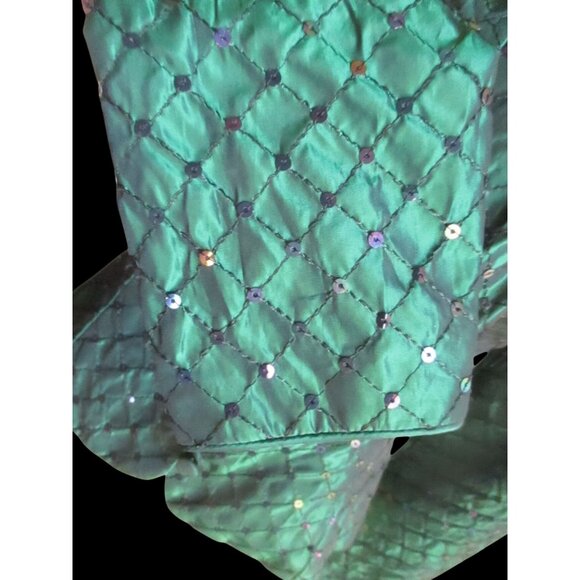 Vintage Bolero Jacket Sz 4 Scott McClintock Green Acetate Satin Sequined Green - Picture 4 of 7
